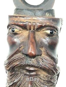 Folk Art Pipe Civil War carved Soldier's head smoking pipe