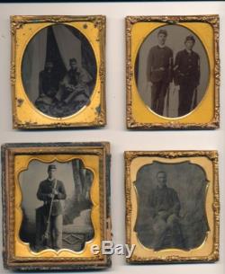 Four post civil war soldier tintypes likely Indian war