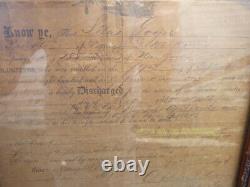 Framed Original Discharge Paper For Union Civil War Soldier 1865