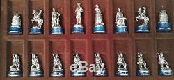 Franklin Mint Pewter CIVIL War Soldier Chess Set Complete With Board
