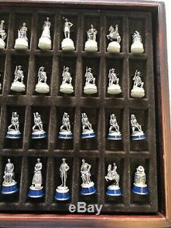Franklin Mint Pewter CIVIL War Soldier Chess Set Complete With Board