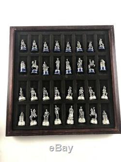 Franklin Mint Pewter CIVIL War Soldier Chess Set Complete With Board And Books