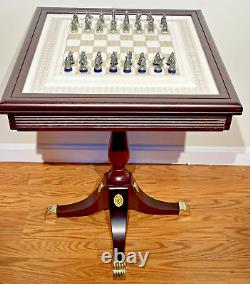 Franklin Mint Raj Chess Board Table Civil War Union Confederate Pewter Soldiers