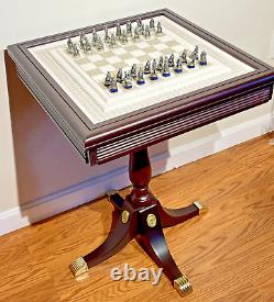 Franklin Mint Raj Chess Board Table Civil War Union Confederate Pewter Soldiers