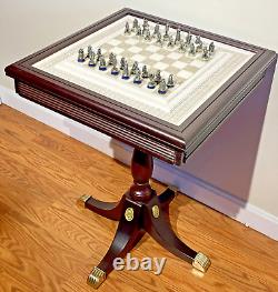 Franklin Mint Raj Chess Board Table Civil War Union Confederate Pewter Soldiers