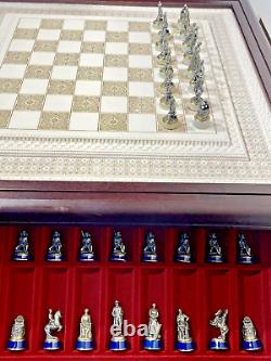 Franklin Mint Raj Chess Board Table Civil War Union Confederate Pewter Soldiers