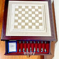 Franklin Mint Raj Chess Board Table Civil War Union Confederate Pewter Soldiers