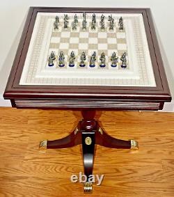 Franklin Mint Raj Chess Board Table Civil War Union Confederate Pewter Soldiers