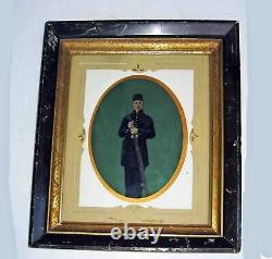 Full HAND COLORED 8 x 6 Whole Pl TINTYPE of Union CIVIL WAR SOLDIER with MUSKET