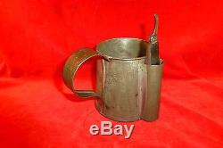 GREAT CIVIL WAR ERA SOLDIER'S TIN SHAVING CUP WITH RAZOR EXC PATINA AND COND