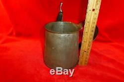 GREAT CIVIL WAR ERA SOLDIER'S TIN SHAVING CUP WITH RAZOR EXC PATINA AND COND