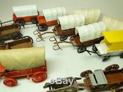 HUGE LOT Plastic Figure Covered Wagons Horses Civil War Soldiers