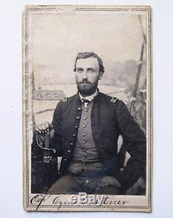 Handsome CIVIL WAR Captain C. C. Bitner CDV PHOTO Union soldier SIGNED inscribed