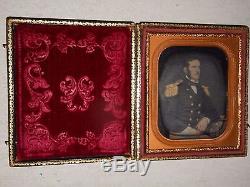 High Ranking Civil War Soldier 1/6 Plate Daguerreotype Full Case