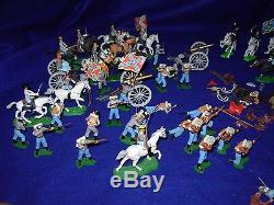 Huge 79 Civil War Toy Soldiers Lot Vintage Britains Ltd Gun Teams Cannons Horses