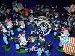 Huge 79 Civil War Toy Soldiers Lot Vintage Britains Ltd Gun Teams Cannons Horses