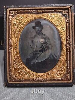 Identified CIVIL War Drummer Soldier Ambrotype Hardee Hat D Co Ohio 73rd Infan