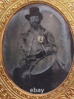 Identified CIVIL War Drummer Soldier Ambrotype Hardee Hat D Co Ohio 73rd Infan