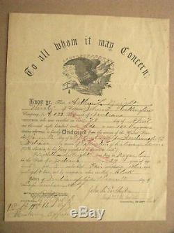 Indiana CIVIL War Soldier Discharge Indianapolis 1865