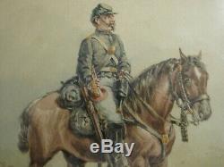 JOHN R. CHAPIN Antique Original WATERCOLOR Painting of CIVIL WAR Soldier1884