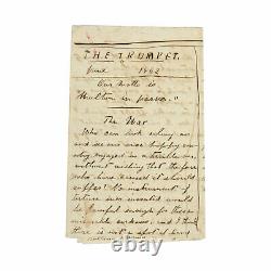 June 1862 Civil War Soldier's Handwritten Pamphlet / Newspaper THE TRUMPET