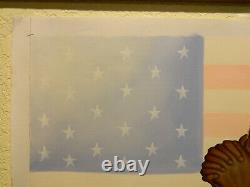 L. MASON AFRICAN AMERICAN CIVIL WAR SOLDIER PRAYING ORIG. OIL ON CANVAS US Flag