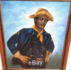 L. Mason African American CIVIL War Soldier Original Oil On Canvas Painting #2