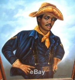 L. Mason African American CIVIL War Soldier Original Oil On Canvas Painting #2
