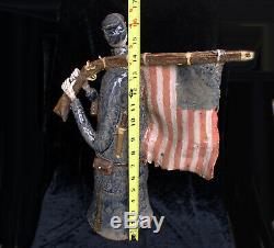 LARGE Civil War Skeleton Soldier Coin Bank 1 of a kind Folk Art by Berdej