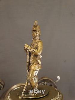 LG 19thC Antique AESTHETIC Figural CIVIL WAR SOLDIER Statue SILVER Plate SAMOVAR