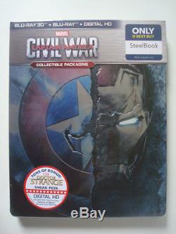 LOT Marvel CAPTAIN AMERICA 3D Steelbooks Winter Soldier & CIVIL WAR Iron Man