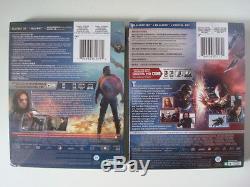 LOT Marvel CAPTAIN AMERICA 3D Steelbooks Winter Soldier & CIVIL WAR Iron Man