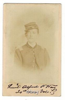 LT ALFORD FAY 30th MASS -SIGNED- Civil War Soldier Officer CDV ID'd Identified