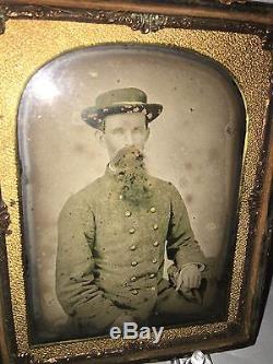 Large Ambrotype Photo Confederate Civil War Soldier Ca. 1862 Rare Photograph