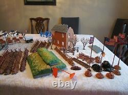 Large Lot American Civil War Toy Soldier Playset With Cannons, Horses, Carts, Flags