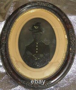 Large framed tintype foto Civil war soldier