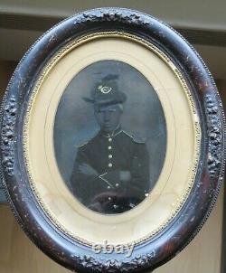 Large framed tintype foto Civil war soldier