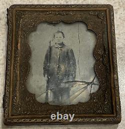 Lot Of 3 Civil War Armed Soldier Tintype / Union / Confederate / Hair