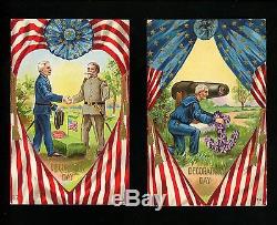 Memorial Day Vintage patriotic postcard SET OF 6 Series D4 Civil War soldiers