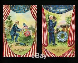 Memorial Day Vintage patriotic postcard SET OF 6 Series D4 Civil War soldiers