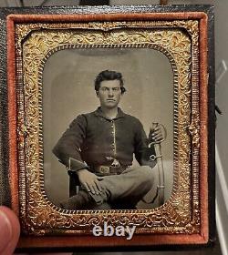 Minty Civil War 1/6th Armed Artillery Soldier Tintype Photo Image Photograph