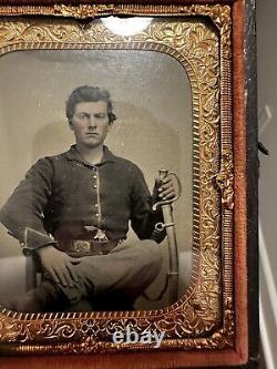 Minty Civil War 1/6th Armed Artillery Soldier Tintype Photo Image Photograph