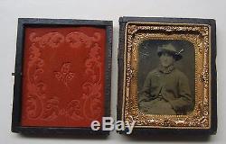 Names Civil War Soldier Tintype 1/6 Plate With Document