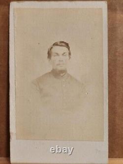 Neat bust view CDV of unidentified soldier with unique Southern Baltimore back