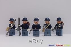 New Cowboy Minifigure 5 x Civil War Army Soldier w 3 Guns and 1 Bag Custom-Brand