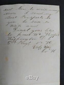 New Hampshire Civil War 1861 James Hooper, 5th NH Soldiers' Patriotic Letter