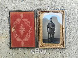 Nice ID'd Tintype Image of Armed Civil War Soldier with Musket, Knife & Pistol