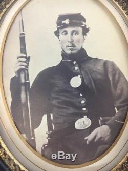 Nice Large Identified Civil War Albumen Photo of Armed Civil War Union Soldier