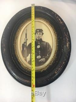 Nice Large Identified Civil War Albumen Photo of Armed Civil War Union Soldier