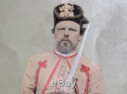 Nicely hand colored Civil War armed Zouave soldier large tintype photograph